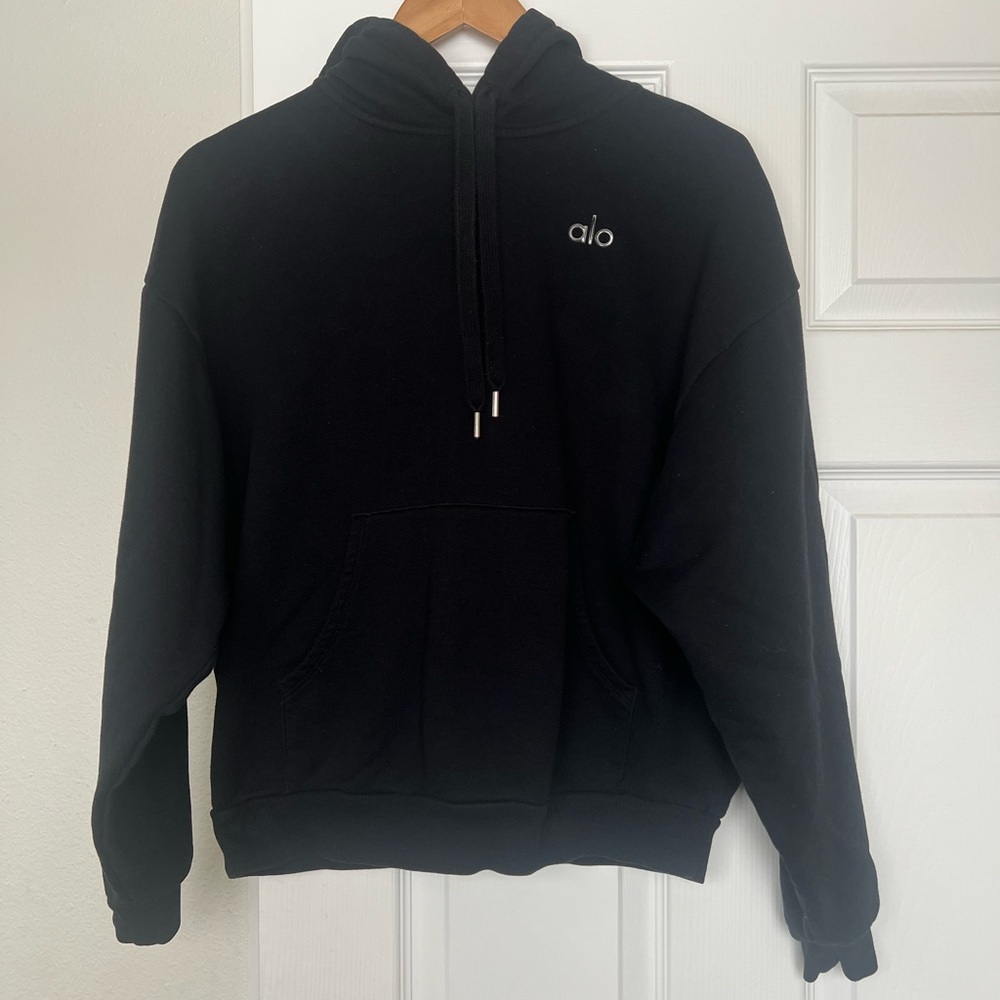 ALO Yoga Black Sweatshirt with Silver Logo